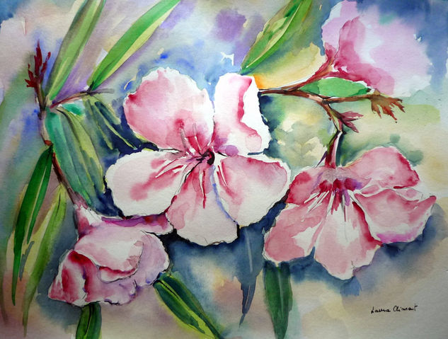 Adelfas Watercolour Paper Floral Painting