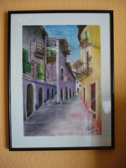 Callejón de pueblo Pastel Papel Paisaje