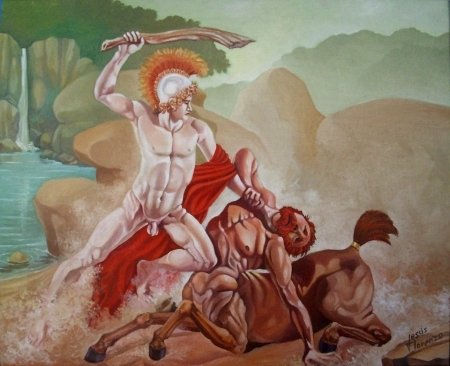 Hércules y el Centauro Oil Canvas Landscaping