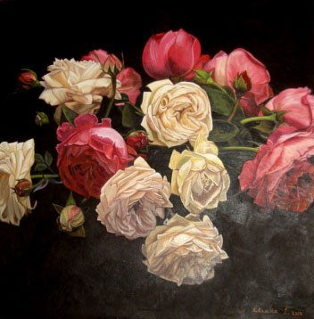 12 Rosas Oil Canvas Floral Painting