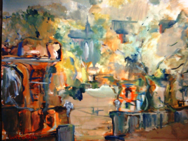 plaza de romanza Gouache Papel Paisaje