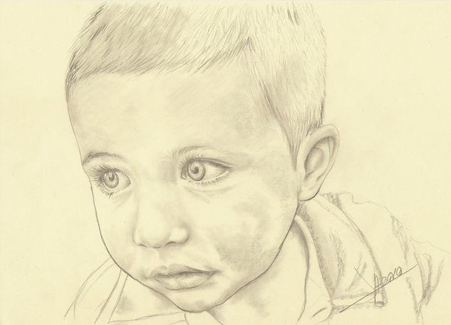 Niño de mirada triste Pencil