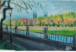 Paseo del Espolón Burgos I Acrylic Paper Landscaping