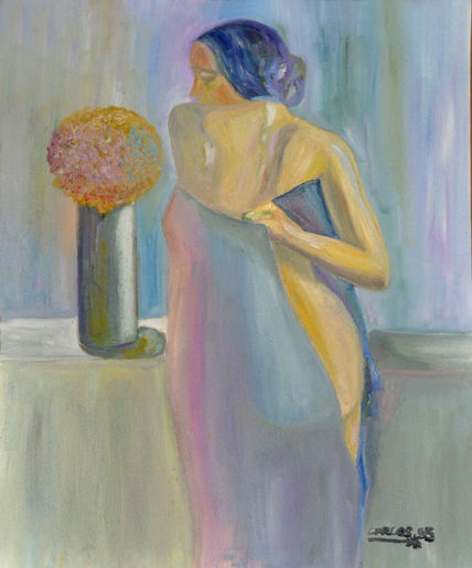 Mujer y florero