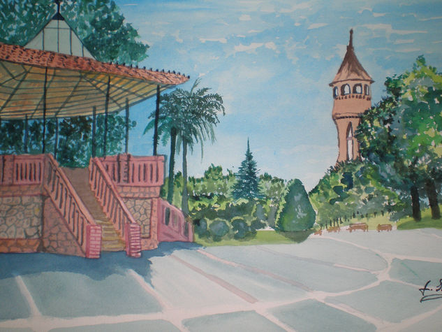 sabadell Torre del agua Watercolour Paper Landscaping