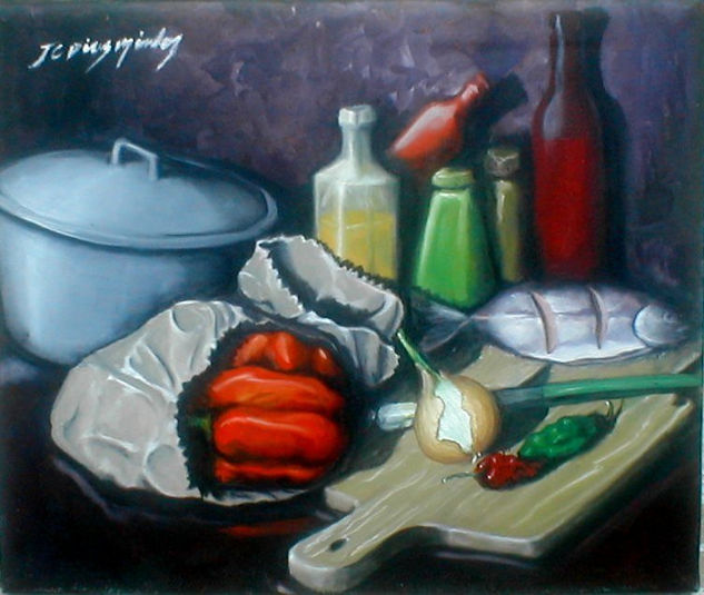 Bodegon en Julio Oil Canvas Still Life Paintings