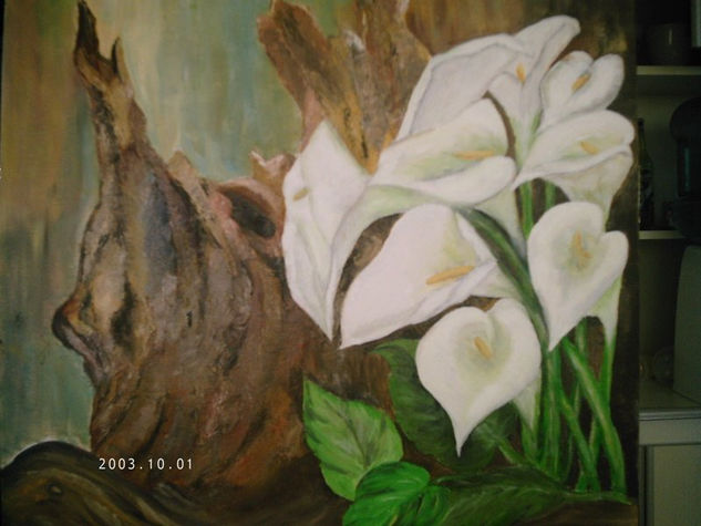 calas en el bosque Oil Canvas Floral Painting