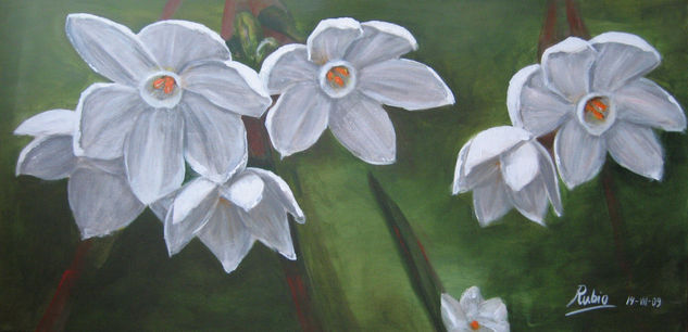 Narcisos Media Mixta Lienzo Paisaje