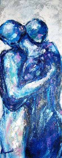 Abrazo azul Oil Canvas Nude Paintings