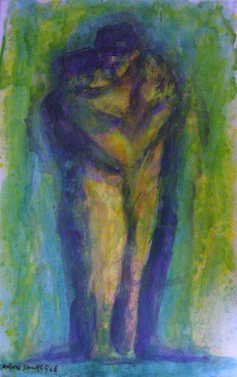 ABRAZO. estudio Oil Card Figure Painting