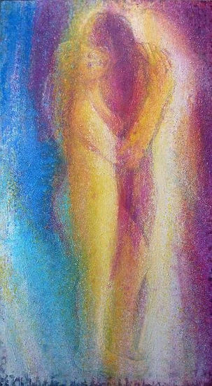 ABRAZO DE MUJER Mixed media Canvas Figure Painting