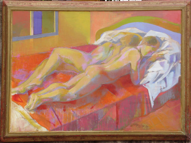 Susana Rojas. 1997 Siesta en Casilla Roja. Óleo. 70 x 50 cm 