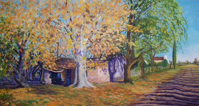 Otoño en la tapera. Oil Panel Landscaping