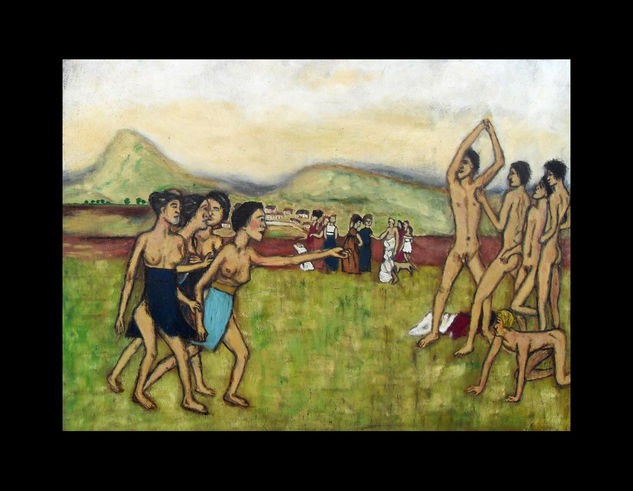 ESTUDIO (JOVENES ESPARTANAS PROVOCAN A LOS MUCHACHOS / DEGAS) Óleo Otros Desnudos