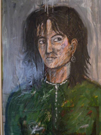 retrato de sofia Mixed media Panel Portrait