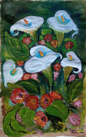 Calas y Rosas Others Paper Floral Painting