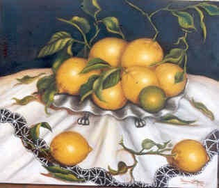 LIMONES EN PLATO Óleo Lienzo