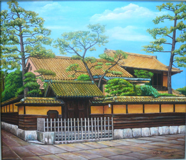 Casa Samurai Óleo Lienzo Paisaje