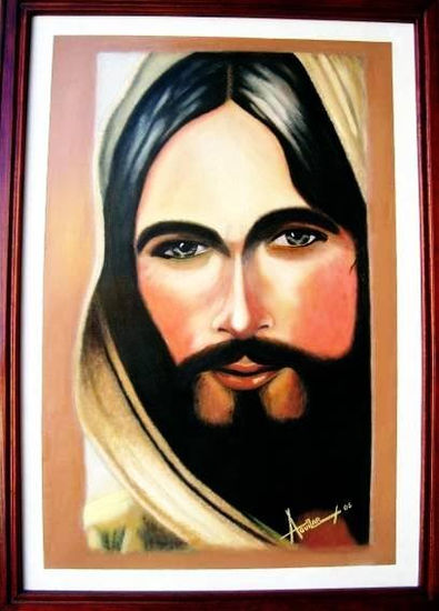 Rostro de Jesús Oil Textile Portrait