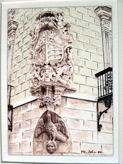 Esquina del Pavo Acuarela Papel Paisaje