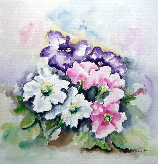 Petunias (I) Watercolour Paper Floral Painting