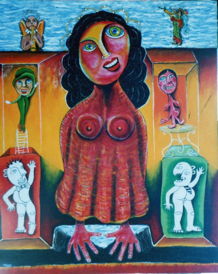 "Fiesta barroca de la novia manca" Acrylic Canvas Figure Painting