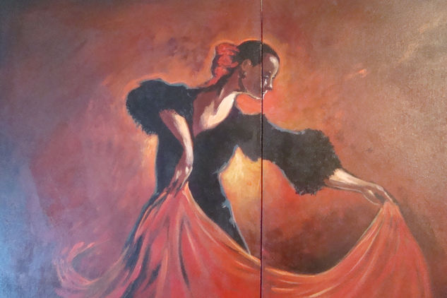 La bailarina del rebozo Acrylic Canvas Figure Painting