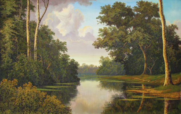 Tarde en el bosque Oil Canvas Landscaping