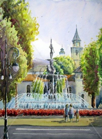 Fuente de las granadas Watercolour Paper Landscaping