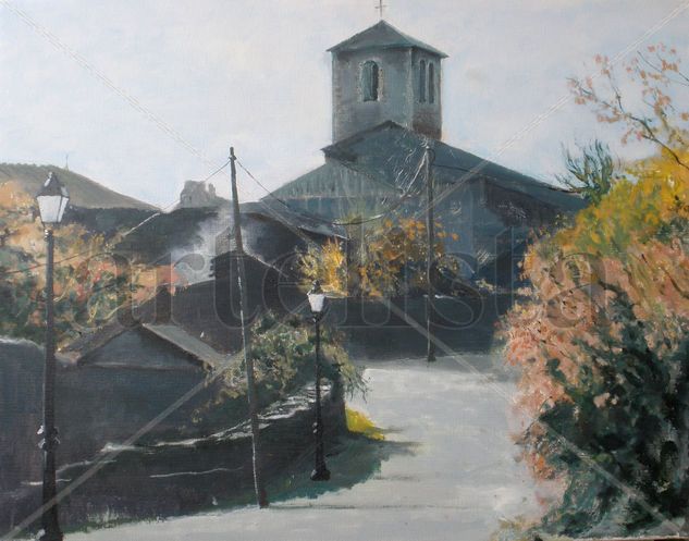 "Iglesia en grises" Oil Canvas Landscaping