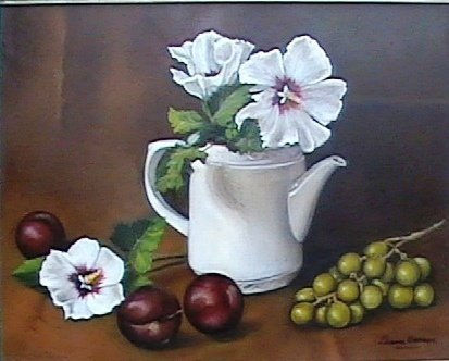 bodegon con frutas y flores Oil Canvas Still Life Paintings