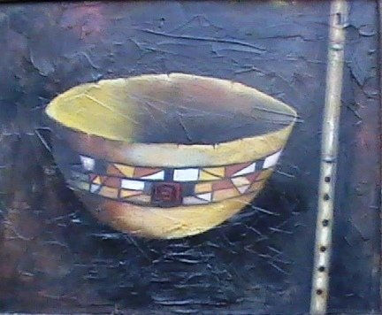 cuenco y caña Oil Panel Still Life Paintings