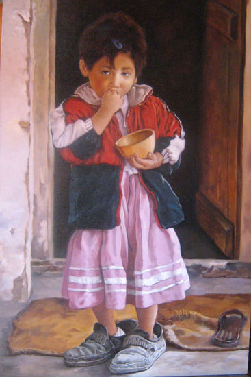 Niña Campesina Oil Canvas Portrait