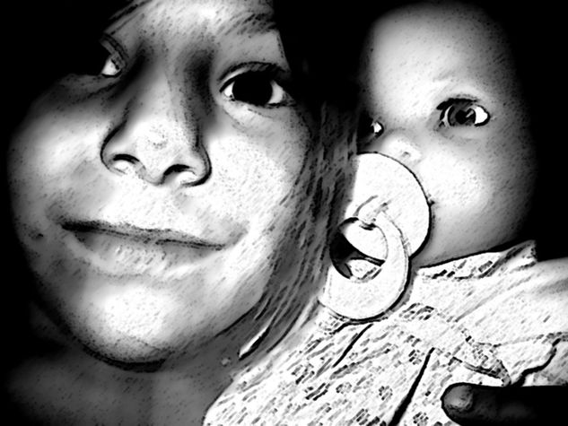 Niñez Portrait Black and White (Digital)