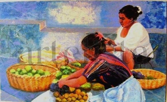 vendedoras Oil Canvas Figure Painting