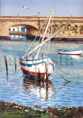 PUENTE SUAZO-SAN FERNANDO Oil Panel Marine Painting