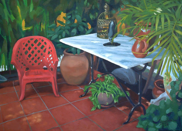 La sombra del patio Oil Canvas Landscaping