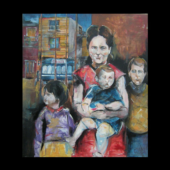 La familia Acrylic Textile Figure Painting