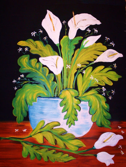 planta en tarro Oil Canvas Floral Painting