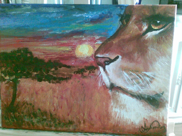 the lion and the sunset Acrílico Lienzo Paisaje