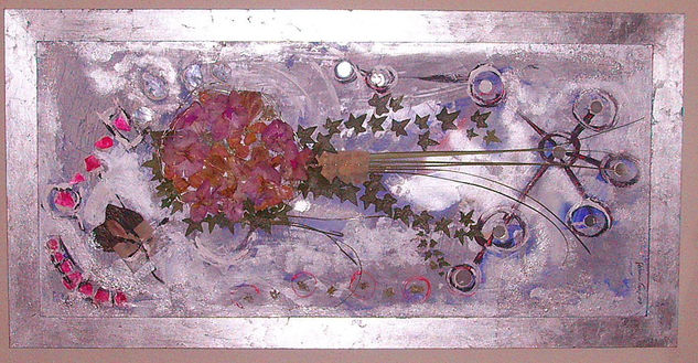 pg flores con arte-lourdes y Oscar Acrylic Panel Floral Painting