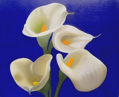 Mis hermosas calas Oil Panel Floral Painting