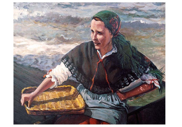 pescadera gallega Oil Panel Figure Painting