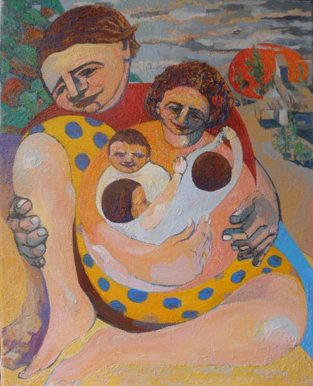 Familia 1 Oil Textile Figure Painting