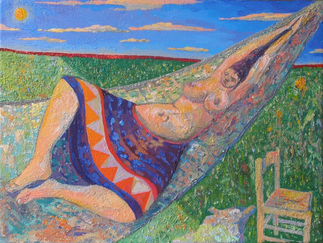 La siesta Oil Textile Figure Painting