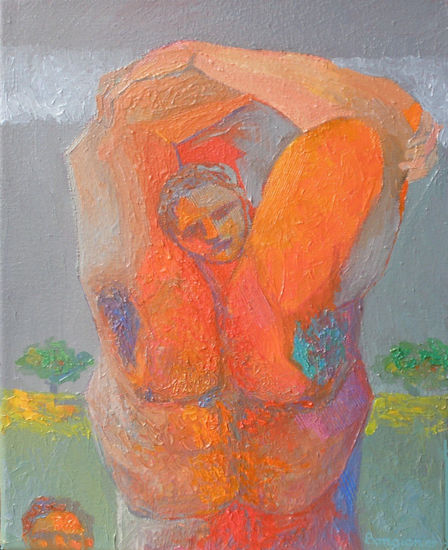 Hombre Oil Textile Figure Painting