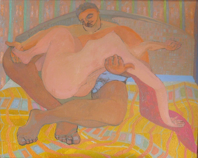 La cama amarilla Oil Textile Figure Painting