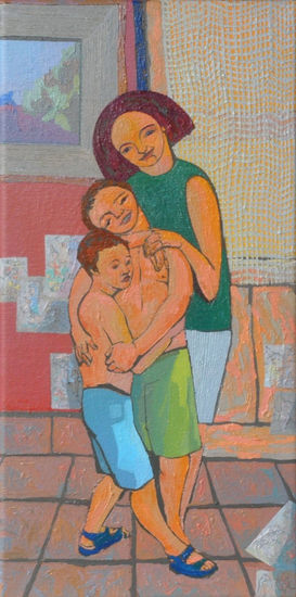 Tres hermanos Oil Textile Figure Painting