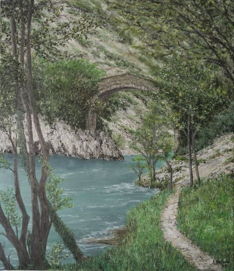 Puente de la Vidre (Asturias) Óleo Lienzo Paisaje