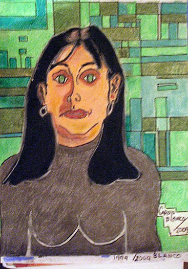 The Great Green Eyes Lady Pastel Papel Retrato